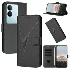 Per vivo S17 Custodia per telefono in pelle con fibbia a motivo triangolare (nero)