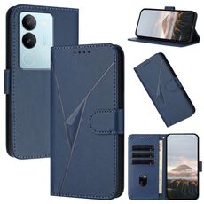 Per vivo S17 Custodia per telefono in pelle con fibbia a motivo triangolare (blu reale)