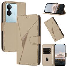 Per vivo S17 Custodia per telefono in pelle con fibbia a motivo triangolare (oro)