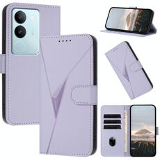 Per vivo S17 Custodia per telefono in pelle con fibbia a motivo triangolare (viola chiaro)