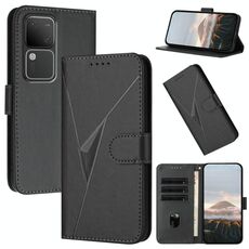 Per vivo S18 Custodia per telefono in pelle con fibbia a motivo triangolare (nero)