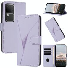 Per vivo S18 Custodia per telefono in pelle con fibbia a motivo triangolare (viola chiaro)