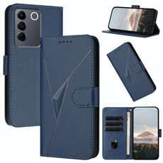 Per vivo V27 Custodia per telefono in pelle con fibbia a motivo triangolare (blu reale)