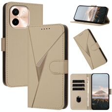 Per vivo Y28 4G Custodia in pelle con fibbia a motivo triangolare (oro)
