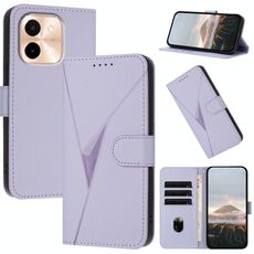 Per vivo Y28 4G Custodia in pelle con fibbia a motivo triangolare (viola chiaro)