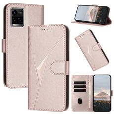 Per vivo Y33s 4G Custodia in pelle con fibbia a motivo triangolare (oro rosa)