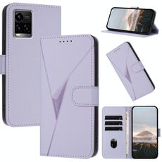 Per vivo Y33s 4G Custodia in pelle con fibbia a motivo triangolare (viola chiaro)