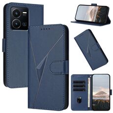 Per vivo Y35 4G Custodia in pelle con fibbia a motivo triangolare (blu reale)