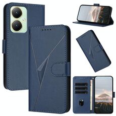 Per vivo Y35m+ Custodia per telefono in pelle con fibbia a motivo triangolare (blu reale)