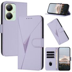 Per vivo Y35m+ Custodia in pelle con fibbia a motivo triangolare (viola chiaro)