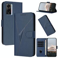 Per vivo Y55s 2021 Custodia per telefono in pelle con fibbia a motivo triangolare (blu reale)