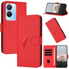 Per vivo Y56 Custodia per telefono in pelle con fibbia a motivo triangolare (rosso)