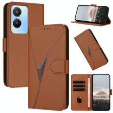 Per vivo Y56 Custodia per telefono in pelle con fibbia a motivo triangolare (marrone)
