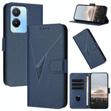Per vivo Y56 Custodia per telefono in pelle con fibbia a motivo triangolare (blu reale)