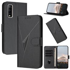 Per vivo Y70s Custodia per telefono in pelle con fibbia a motivo triangolare (nero)