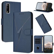 Per vivo Y70s Custodia per telefono in pelle con fibbia a motivo triangolare (blu reale)