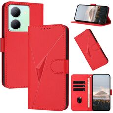 Per vivo Y78 Custodia per telefono in pelle con fibbia a motivo triangolare (rosso)