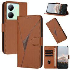 Per vivo Y78 Custodia per telefono in pelle con fibbia a motivo triangolare (marrone)