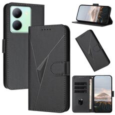 Per vivo Y78 Custodia per telefono in pelle con fibbia a motivo triangolare (nero)