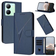 Per vivo Y78 Custodia per telefono in pelle con fibbia a motivo triangolare (blu reale)