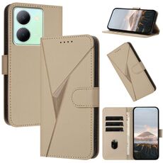 Per vivo Y78 Custodia per telefono in pelle con fibbia a motivo triangolare (oro)