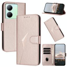 Per vivo Y78 Custodia per telefono in pelle con fibbia a motivo triangolare (oro rosa)