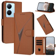 Per vivo Y78+ Custodia in pelle con fibbia a motivo triangolare (marrone)
