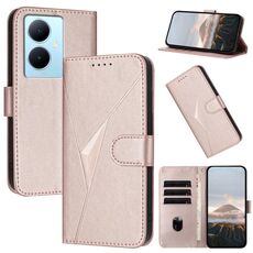Per vivo Y78+ Custodia in pelle con fibbia a motivo triangolare (oro rosa)