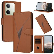Per vivo Y100 Custodia per telefono in pelle con fibbia a motivo triangolare (marrone)