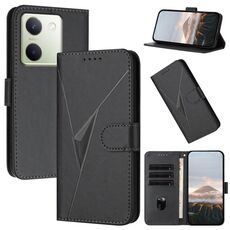 Per vivo Y100 Custodia per telefono in pelle con fibbia a motivo triangolare (nero)