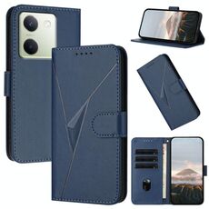 Per vivo Y100 Custodia per telefono in pelle con fibbia a motivo triangolare (blu reale)
