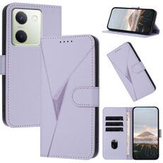 Per vivo Y100 Custodia per telefono in pelle con fibbia a motivo triangolare (viola chiaro)