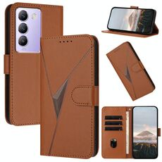 Per vivo Y100 5G IDN Custodia in pelle con fibbia a motivo triangolare (marrone)