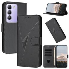 Per vivo Y100 5G IDN Custodia in pelle con fibbia a motivo triangolare (nero)
