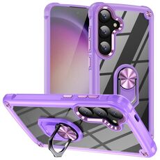 Per Samsung Galaxy S25+ 5G TPU + PC Lens Protection Custodia per telefono con supporto ad anello (viola)