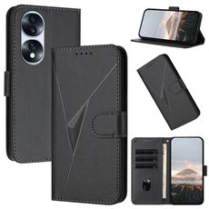 Per Honor 70 Pro / 70 Pro+ Custodia per telefono in pelle con fibbia a motivo triangolare (nero)