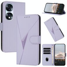 Per Honor 70 Pro / 70 Pro+ Custodia in pelle con fibbia a motivo triangolare (viola chiaro)