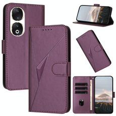 Custodia per telefono in pelle con fibbia a motivo triangolare per Honor 90 (viola scuro)