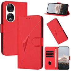 Custodia per telefono in pelle con fibbia a forma di triangolo per Honor 90 (rosso)
