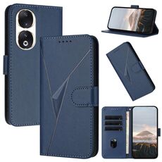 Custodia per telefono in pelle con fibbia a motivo triangolare per Honor 90 (blu reale)