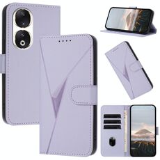 Custodia per telefono in pelle con fibbia a forma di triangolo per Honor 90 (viola chiaro)