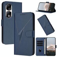 Per Honor 90 Pro Custodia per telefono in pelle con fibbia a motivo triangolare (blu reale)