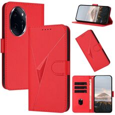 Per Honor 100 Pro Custodia per telefono in pelle con fibbia a motivo triangolare (rosso)
