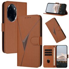 Per Honor 100 Pro Custodia per telefono in pelle con fibbia a motivo triangolare (marrone)