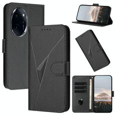 Per Honor 100 Pro Custodia per telefono in pelle con fibbia a motivo triangolare (nero)