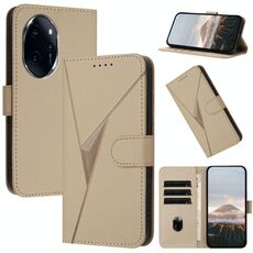Per Honor 100 Pro Custodia per telefono in pelle con fibbia a motivo triangolare (oro)