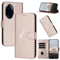 Per Honor 100 Pro Custodia per telefono in pelle con fibbia a motivo triangolare (oro rosa)
