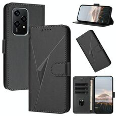 Per Honor 200 Lite Custodia per telefono in pelle con fibbia a forma di triangolo globale (nero)