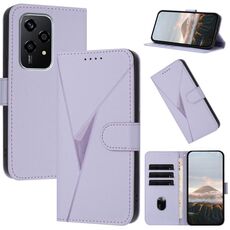 Custodia per telefono in pelle con fibbia e motivo triangolare globale per Honor 200 Lite (viola chiaro)