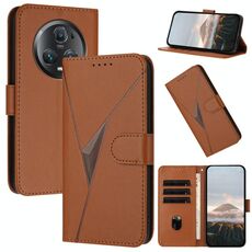 Custodia per telefono in pelle con fibbia a motivo triangolare per Honor Magic5 Pro (marrone)